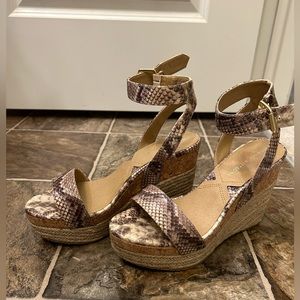 Adrienne Vittadini snake print wedge sandals.  Size 6.5 never worn